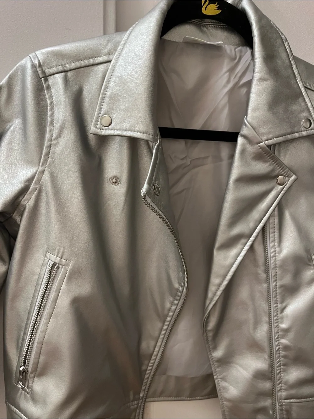 Epic Threads Silver Girls' Faux Leather Moto Jacket - Size M
